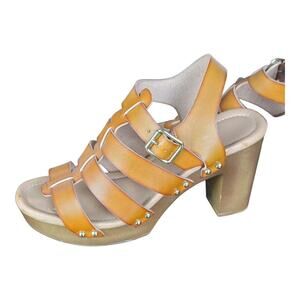 Cato Tan Gladiator Platform Sandals Buckled Block Heel‎ Women's Size 9 US